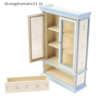 Strongaromatic ตู้โชว์เฟอร์นิเจอร์ สีขาว สําหรับบ้านตุ๊กตา 1:12