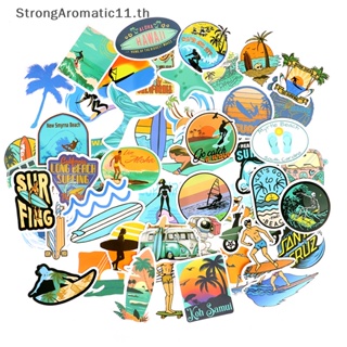 Strongaromatic สติกเกอร์ ลาย Surfing Summer สําหรับติดตกแต่งกระเป๋าเดินทาง แล็ปท็อป กีตาร์ สเก็ตบอร์ด 50 ชิ้น