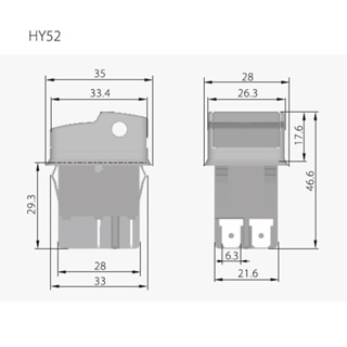 ปุ่มเปิดปิด 125 250V AC (AC) HY52 IP54 กันน้ํา กันฝุ่น