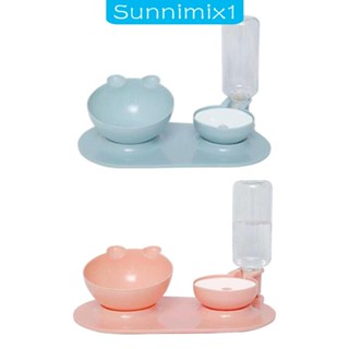 [Sunnimix1] ชามใส่อาหาร และน้ํา แบบคู่ สําหรับสัตว์เลี้ยง ลูกสุนัข แมว