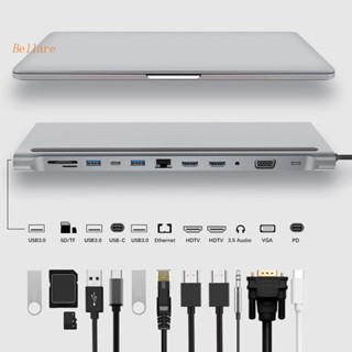 อะแดปเตอร์ฮับ 4K 12 พอร์ต Type-C USB 3.1 เป็น Dual HD สําหรับแล็ปท็อป คอมพิวเตอร์ [Bellare.th]