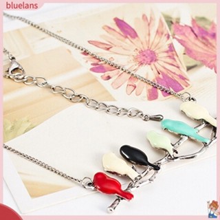 Blu สร้อยคอโซ่ยาว จี้รูปสัตว์น่ารัก นกหกตัว กิ่งไม้ เครื่องประดับ สําหรับผู้หญิง