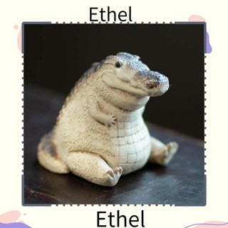 Ethel1 ฟิกเกอร์ชา รูปสัตว์ จระเข้ สีม่วง ขนาดเล็ก แฮนด์เมด อุปกรณ์เสริม สําหรับพิธีชงชา