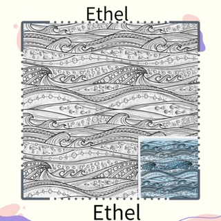 Ethel1 แสตมป์ยางซิลิโคนใส ลายคลื่นทะเล ธีมฤดูร้อน สไตล์เรโทร 1 ชิ้น และแสตมป์กระดาษการ์ด 1 ชิ้น