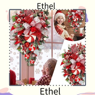 Ethel1 พวงหรีดคริสต์มาส ดอกไม้ประดิษฐ์ หวาย สําหรับตกแต่งผนัง