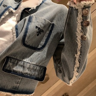 N7K2 P-RADA 2023 fashion retro washed old woolen denim coat slimming denim trousers