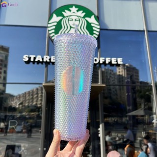 starbucks tumbler แก้วน้ำ แก้ว ของแท้ Radiant เทพธิดาฟางถ้วยถ้วยกาแฟวันหยุดฤดูร้อนเย็นถ้วยแก้ว710มิลลิลิตร/24ออนซ์ใหม่ทุเรียนถ้วย 【goob】