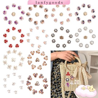 Lanfy กระดุมเย็บผ้า ลายดอกไม้ DIY สําหรับตกแต่งเสื้อผ้า สมุดภาพ 10 ชิ้น