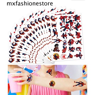 Mxfashione สติกเกอร์รอยสัก ลายการ์ตูนสไปเดอร์แมน กัปตันอเมริกา ของขวัญวันเกิด สําหรับเด็กผู้ชาย 1 แผ่น