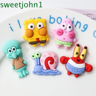 Sweetjohn กิ๊บติดผม PVC ลายการ์ตูนสพันจ์บ็อบ 3D DIY สําหรับตกแต่งตุ๊กตา 10 ชิ้น