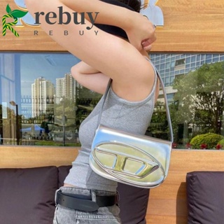 Rebuy INS กระเป๋าสะพายไหล่ ทรงโท้ท พิมพ์ลายตัวอักษร D สีพื้น เข้ากับทุกการแต่งกาย สไตล์ฝรั่งเศส แฟชั่นเรโทร สําหรับผู้หญิง