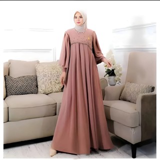 - Gea Dress Maxy Gamis Muslim Women Matt Apk Payet Mutiara Fit To XXL Besar Premium