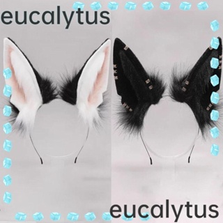 Eucalytus1 ที่คาดผมหูหมาป่า ขนฟู ผ้ากํามะหยี่ขนนิ่ม เครื่องประดับคอสเพลย์ ของขวัญคริสต์มาส