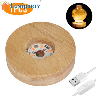 Lumiparty ฐานโคมไฟ Led ทรงกลม แบบไม้ 3w 5v สําหรับตกแต่งบ้าน