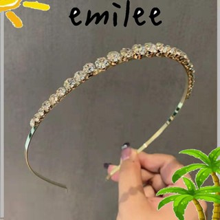 Emilee มงกุฎคริสตัล เพชรเทียม เรียบง่าย เครื่องประดับผม ที่คาดผม ที่คาดผม ที่เรียบง่าย สีทอง สีเงิน แวววาว เจาะหัว ห่อผู้หญิง เด็กผู้หญิง