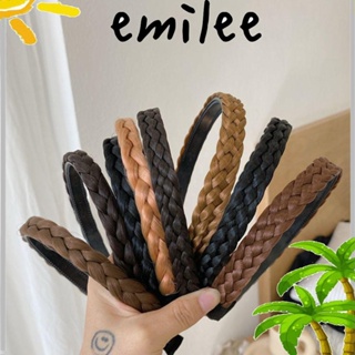 Emilee ที่คาดผมถักเปีย, ที่คาดผม แบบหนา กันลื่น, ที่คาดผม แบบบิดเปียกว้าง สีดํา สําหรับผู้หญิง