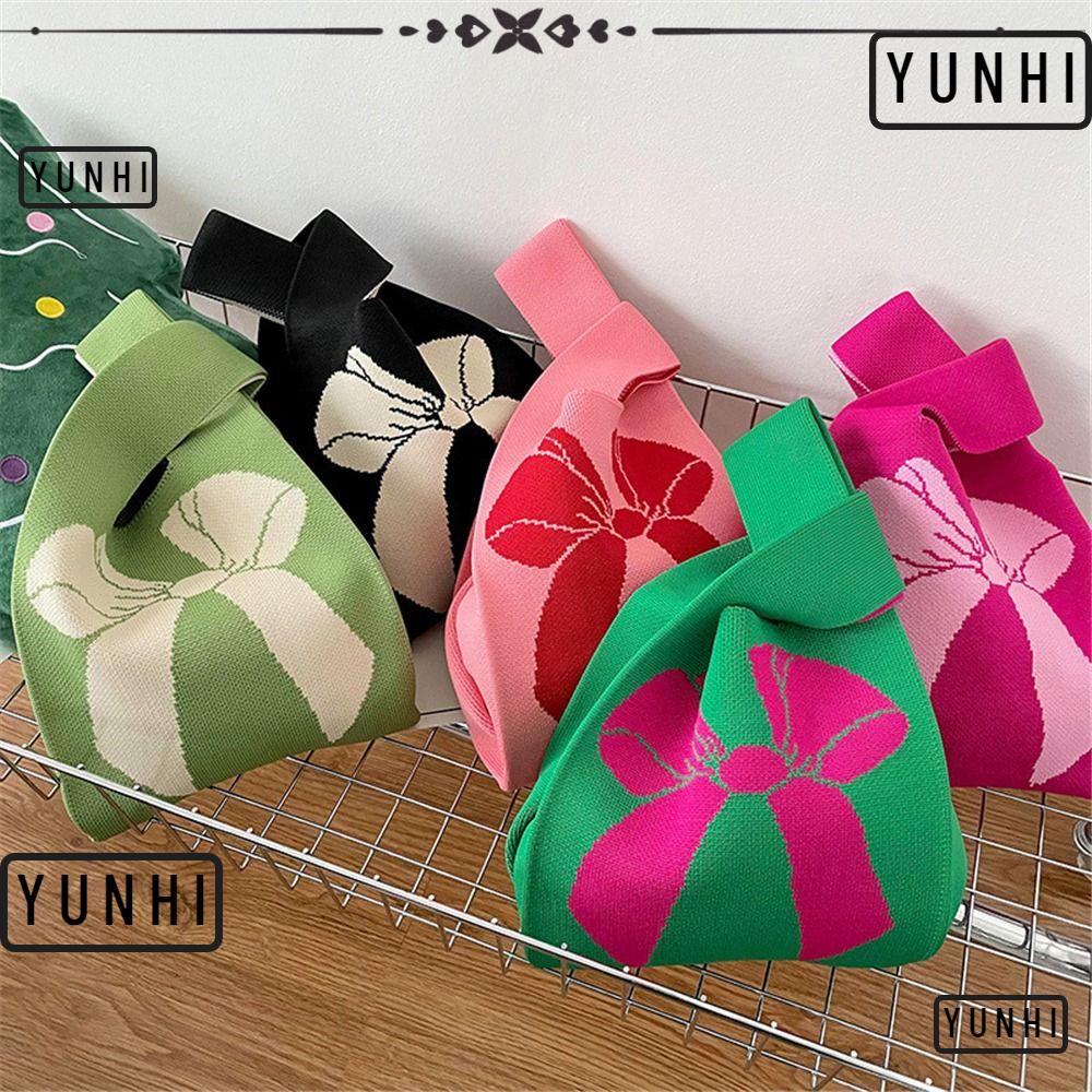 Yunhi กระเป๋าถือถัก ผูกโบว์ นํากลับมาใช้ใหม่ได้