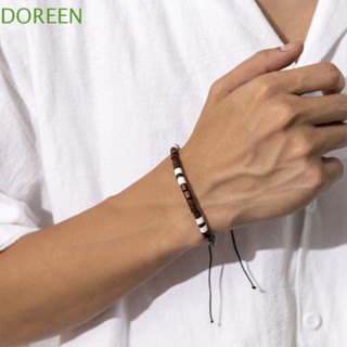 Doreen สร้อยข้อมือโซ่ไม้ แฮนด์เมด สีดํา สไตล์เกาหลี เรโทร เรียบง่าย สําหรับผู้ชาย