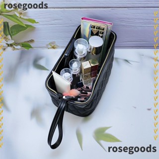 Rosegoods1 กระเป๋าเครื่องสําอาง หนัง PU กันน้ํา แบบพกพา พร้อมตัวแบ่ง และที่จับ ความจุขนาดใหญ่ สําหรับเดินทาง ใช้ประจําวัน