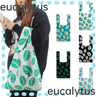 Eucalytus1 กระเป๋าสะพายไหล่ กระเป๋าช้อปปิ้ง แฮนด์เมด ใช้ซ้ําได้