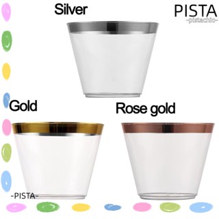 Pista 10/20/30 ชิ้น ถ้วยพลาสติก สีโรสโกลด์ ไวน์ อุปกรณ์จัดงานแต่งงาน สีใส