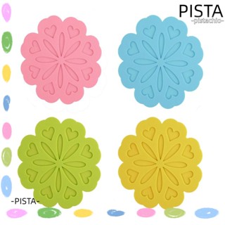 Pista แผ่นซิลิโคนรองถ้วย ทนความร้อน 4 สี 6.7 X 6.7 นิ้ว 4 ชิ้น