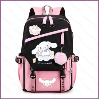 Sq2 Sanrio Kuromi Cinnamon กระเป๋าเป้สะพายหลัง ความจุขนาดใหญ่ ระบายอากาศ พิมพ์ลาย อเนกประสงค์ สําหรับผู้หญิง นักเรียน