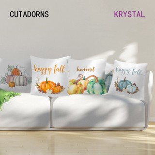 Krystal ปลอกหมอนอิง ผ้าลินิน ลายฟักทอง ใบเมเปิ้ล ขนาด 45 X 45 ซม. สําหรับตกแต่ง