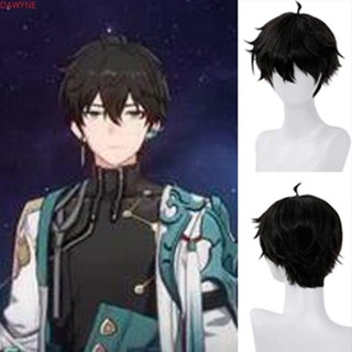 Dwayne Dan Heng วิกผมคอสเพลย์ สังเคราะห์ มองไม่เห็น Honkai Star Rail Cos Wig, Handsome Fluffy Natural Layered Short Black Wigs Role Play