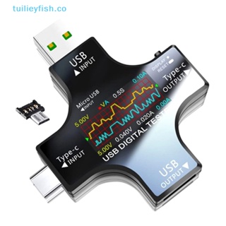 Tuilieyfish ใหม่ เครื่องทดสอบแรงดันไฟฟ้าดิจิทัล Type-C PD USB DC โวลต์มิเตอร์ แอมมิเตอร์ แอมมิเตอร์ ตัวบ่งชี้การชาร์จ