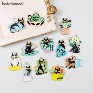 Luckyhouse0^^ ใหม่ จี้สร้อยคออัลลอย รูปแมว กระถางดอกไม้ สนุก สําหรับทําเครื่องประดับ