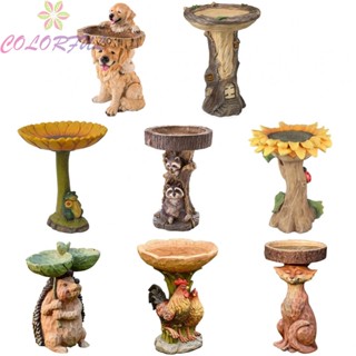 【COLORFUL】Garden Bird Bath 1pcs Bath Resin Fine Decoration Garden Bird Garden Statue