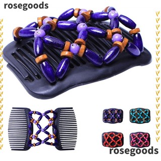 Rosegoods1 หวีสองแถว, หวีผมพลาสติกไม้, แฟชั่นใส่ในแฮร์โด้ สไลด์คู่ หวียืด ผู้หญิง