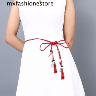 Mxfashione เข็มขัดเชือกถัก ประดับพู่ สไตล์โบโฮ อุปกรณ์เสริม สําหรับชุดเดรส