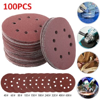 New 100pcs 5 inch 125mm 8 holes Sanding Discs Eccentric Sandpaper 40-600 grit