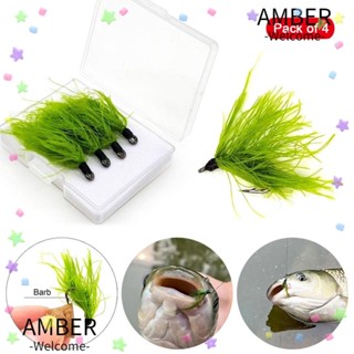 Amber อุปกรณ์ตกปลา ตะขอตกปลามอส แบบพกพา 4 ชิ้น ต่อชุด