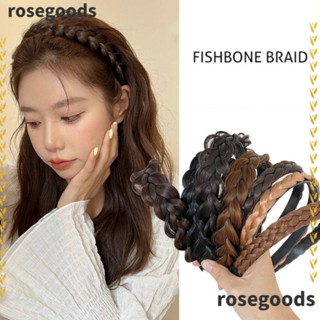 Rosegoods1 ที่คาดผมถักเปีย แบบหนา กันลื่น สีดํา สําหรับผู้หญิง