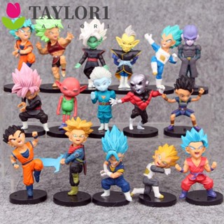 Taylor1 ฟิกเกอร์ PVC รูป Dragon Ball Z Super Saiyan Son Goku Vegeta Broly Piccolo Majin Buu Q Version สําหรับตกแต่งโต๊ะ 16 ชิ้น ต่อชุด