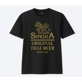 เสื้อยืดผ้าฝ้ายพิมพ์ลายขายดี SINGH BEER T SHIRT GOLD LIMITED เสื้อยืด คอกลม SIZE M - 5XL