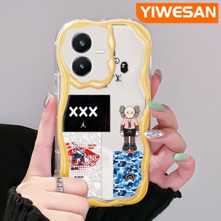 เคสโทรศัพท์มือถือ แบบใส ลายกราฟฟิติหุ่นยนต์ แนวสตรีท สีครีม สําหรับ VIVO Y22 Y22s