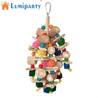 Lumiparty ของเล่นนกแก้ว ซังข้าวโพดธรรมชาติ เคี้ยวได้ ขนาดเล็ก ขนาดกลาง สีเทาแอฟริกัน