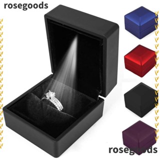 Rosegoods1 กล่องแสดงเครื่องประดับ ต่างหู แหวน สร้อยคอ พร้อมไฟ LED