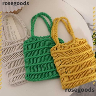 Rosegoods1 กระเป๋าสะพายไหล่ กระเป๋าถือ ผ้าตาข่าย แฮนด์เมด สําหรับสตรี เหมาะกับฤดูร้อน