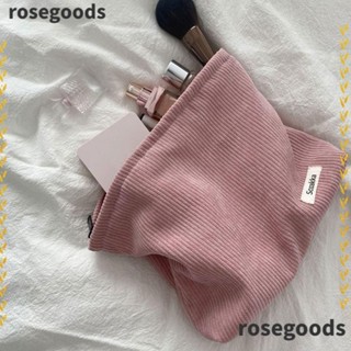 Rosegoods1 กระเป๋าเครื่องสําอาง ผ้าลูกฟูก แบบพกพา กระเป๋าคลัทช์