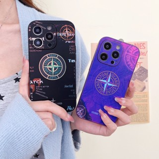 STONE ISLAND เคสโทรศัพท์มือถือ เนื้อแมตต์ สีเมทัลลิกเรืองแสง สําหรับ iPhone 14 13 12 Pro Max