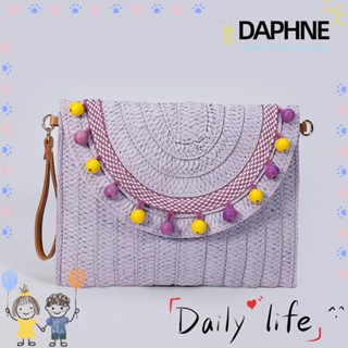 Daphne กระเป๋าถือ กระเป๋าสะพายไหล่ ลําลอง มีซิป ขนาดใหญ่ จุของได้เยอะ แต่งพู่ ปรับได้ เหมาะกับเดินชายหาด สําหรับสตรี