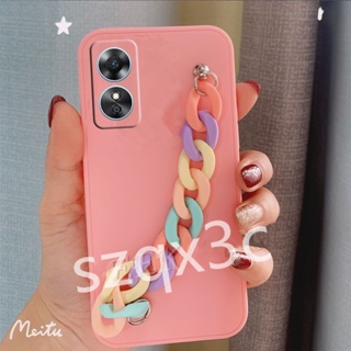 เคสโทรศัพท์มือถือ ซิลิโคนนิ่ม TPU พร้อมสายคล้อง สีรุ้ง สําหรับ Oppo A78 A58 NFC 4G A98 Reno 10 Pro+ Pro 5G A78 Oppo A58