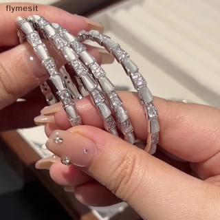 Flymesit สร้อยข้อมือ กําไลข้อมือ ประดับเพชร รูปงู ปรับขนาดได้ สวยหรู สไตล์เกาหลี เครื่องประดับแฟชั่น สําหรับผู้หญิง