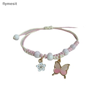 Flymesit สร้อยข้อมือ จี้ผีเสื้อนําโชค แฮนด์เมด ปรับได้ เครื่องประดับ สําหรับผู้หญิง วัยรุ่น EN