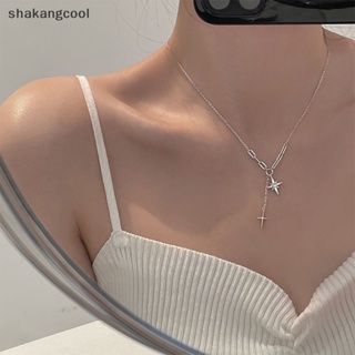 Shakangcool สร้อยคอโซ่เงิน จี้รูปดาวหกแฟรี่ ประดับเพทาย เรียบง่าย เครื่องประดับ สําหรับงานแต่งงาน ปาร์ตี้ ไหปลาร้า SGL